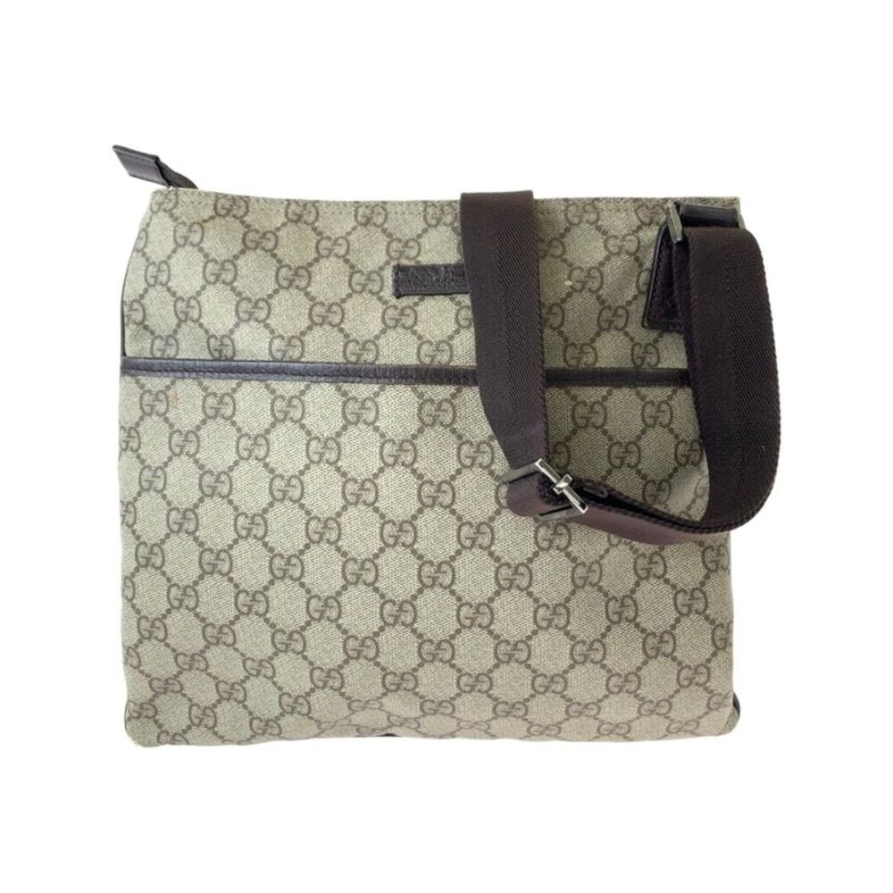 Pre Loved Gucci GG Supreme Canvas Shoulder Bag Men Brown | Beige Crossbody Bags - Picture 1 of 3